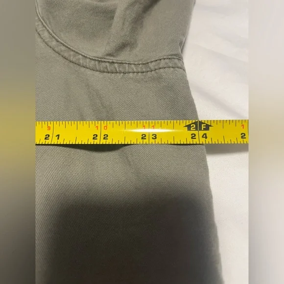 CASLON Women”s Olive Green Long Roll Tab Sleeve Snap Buttons Jacket Size 14W - Picture 12 of 15